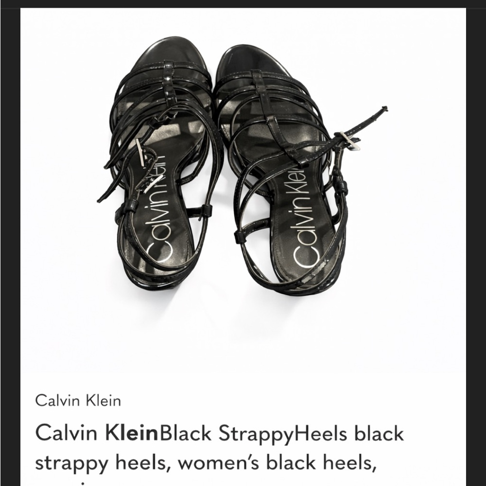 Calvin KleinBlack StrappyHeels black strappy heels, size 8 shoes